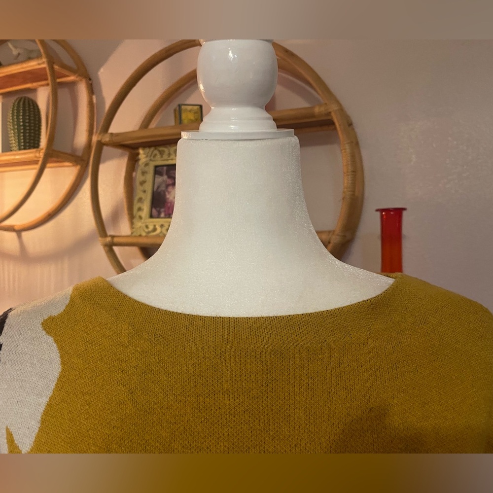 🍄Mustard Yellow Mini Knit Sweater Dress🍄🟫 - Picture 3 of 8